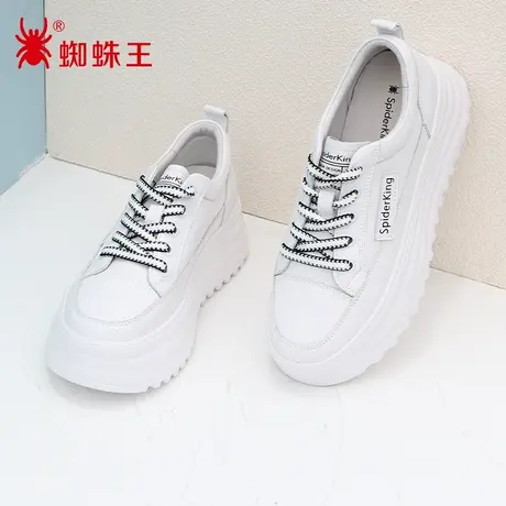 蜘蛛王断码清仓正品女鞋真皮2022秋季商场新款小白鞋松糕鞋女厚底商品大图