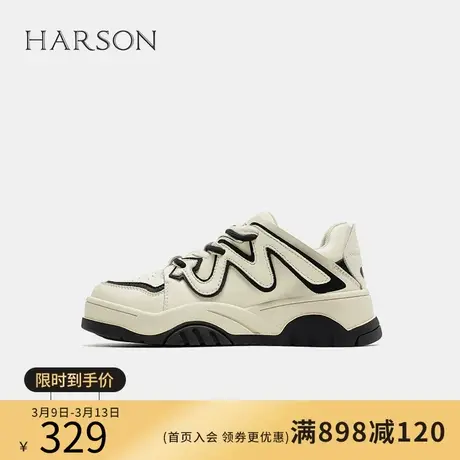 哈森春季新款时尚休闲运动鞋女潮酷减龄轻便拼色板鞋HWC230198商品大图