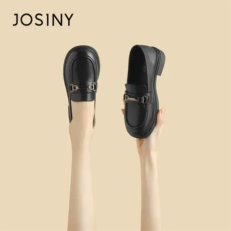 Josiny/卓诗尼超软厚底乐福鞋女2024春季新款复古一脚蹬通勤单鞋商品大图
