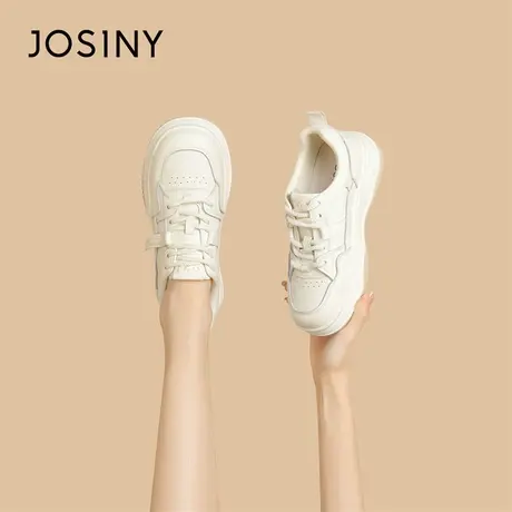 Josiny/卓诗尼小白鞋2024新款春季厚底运动鞋拼色爆款超火板鞋子商品大图