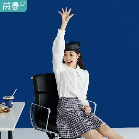 茵曼白色衬衫女春季2023年新款绣花尖领通勤舒适上衣休闲法式衬衣图片