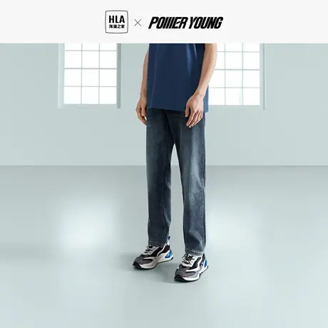 HLA/海澜之家POWER YOUNG牛仔裤2023春新直筒五袋款长裤男图片