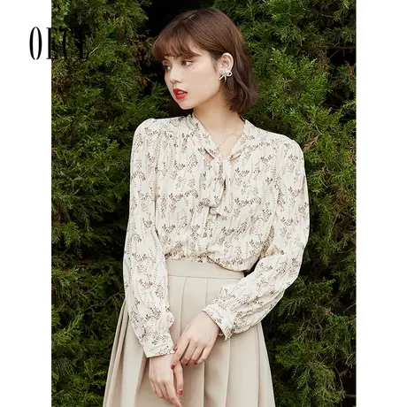 Oece甜美碎花衬衫春季新款女装法式小众设计感上衣夏衬衣春秋图片