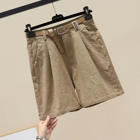 五分裤女夏薄款短裤2023新款高腰宽松直筒显瘦弹力棉休闲阔腿裤子商品大图