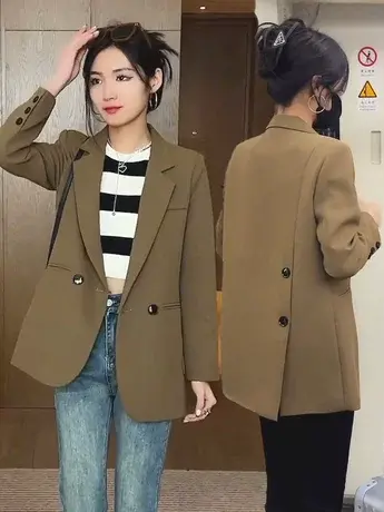 高级感西装外套女2023年新款春秋韩版炸街小个子黑色西服套装上衣图片