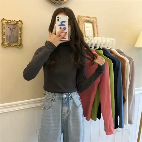 2023年春秋衣新款内搭洋气秋冬季女装半高领上衣服百搭长袖打底衫图片