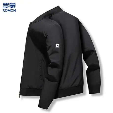 罗蒙男式外套夹克袖标印花休闲棒球服百搭外套男图片