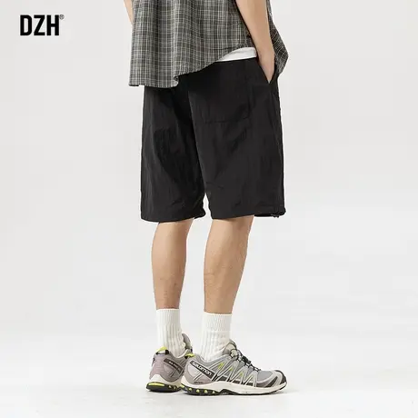 男士黑色速干五分裤男夏季休闲潮流裤子2023新款运动短裤薄款宽松图片