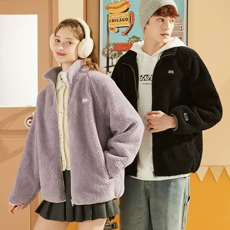 唐狮情侣外套冬季新款仿羊羔绒加绒加厚休闲厚外套男女情侣装图片