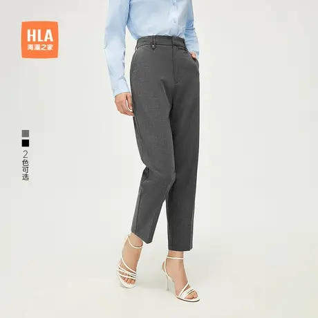 HLA/海澜之家松紧腰西裤2025春夏新款利落修身商务通勤锥形裤女装商品大图