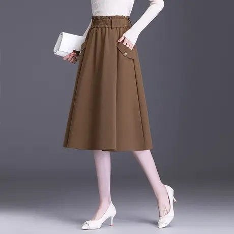 松紧腰a字裙女春季2023新款半身裙中长款显瘦休闲裙通勤百褶伞裙图片