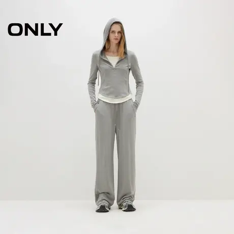 【套装】ONLY2025秋季新款内里加绒修身假两件连帽卫衣休闲裤女图片