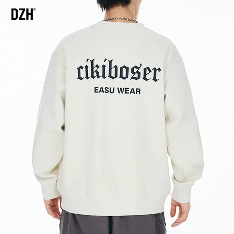 男士背面印花圆领卫衣男潮流百搭宽松2023新款长袖上衣运动服秋季图片