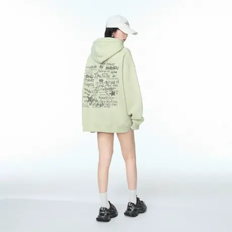 YEP2025春秋新款印花连帽卫衣外套女美式街头风宽松休闲长袖上衣商品大图