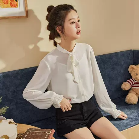 [秒杀]唐狮春夏衬衫连衣裙长袖针织衫女宽松外穿学生衬衣外套卫衣商品大图