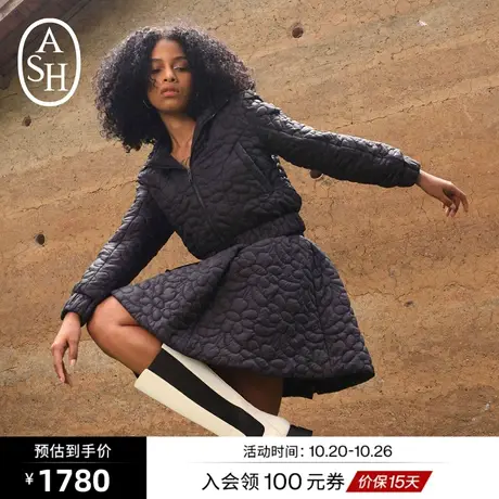 ASH女装冬季新款宽松短款连帽长袖上衣压花工艺加厚棉服外套夹克商品大图