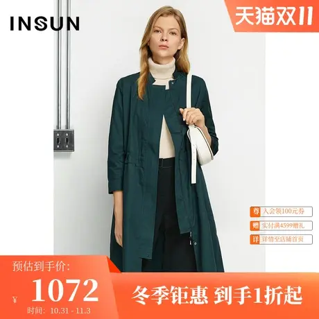 恩裳春季时尚舒适棉质感风衣经典长袖工装风宽松中长款外套女图片