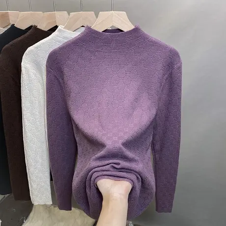 半高领毛衣女打底衫2023秋冬新款外穿针织衫洋气内搭长袖上衣潮商品大图