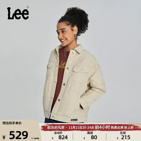 Lee 米色Oversize花形图案压线骑士夹棉外套女棉服LWT0073042RZ图片