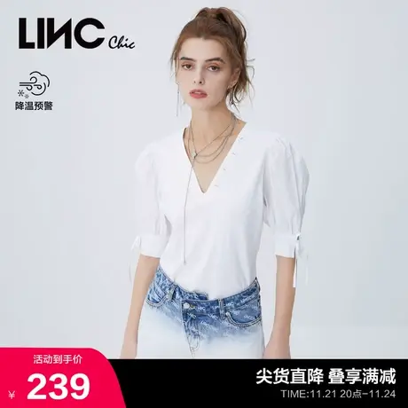 LINCCHIC金羽杰衬衫女甜酷复古宫廷感系带小衫上衣女S222FK397商品大图