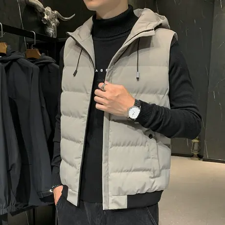 连帽马甲男士秋冬季新款羽绒棉潮流外穿背心加厚帅气男式坎肩外套商品大图