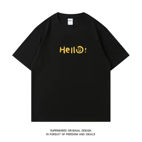 ins港风简约字母纯棉短袖T恤夏季圆领半袖宽松休闲半袖体恤上衣商品大图