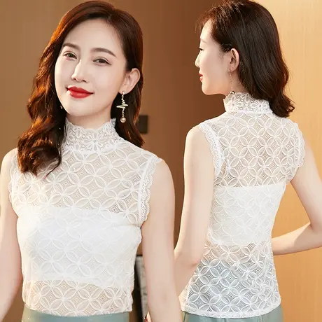 芙黛怡假领子女百搭无袖性感短款时尚2022春秋季娃娃领蕾丝打底衫图片