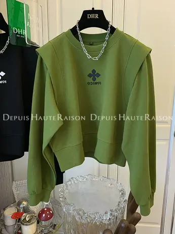 横纹肌理感肩折假两件套头卫衣上衣女宽松休闲设计感小众2022商品大图