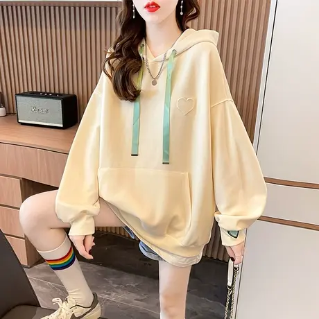 早秋装连帽卫衣女春秋季韩版宽松设计感小众薄款假两件上衣外套潮图片