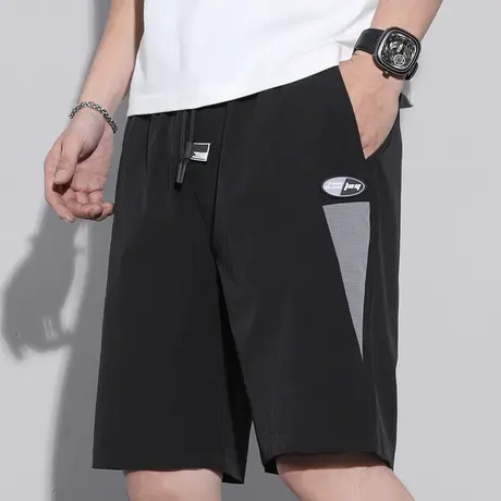 夏季薄款冰丝五分运动休闲短裤男士宽松紧腰外穿潮牌半截中裤马裤商品大图