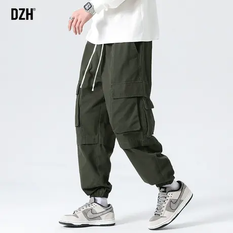 男士军绿色工装裤子男宽松束脚高街vibe2023年新款美式休闲运动裤商品大图