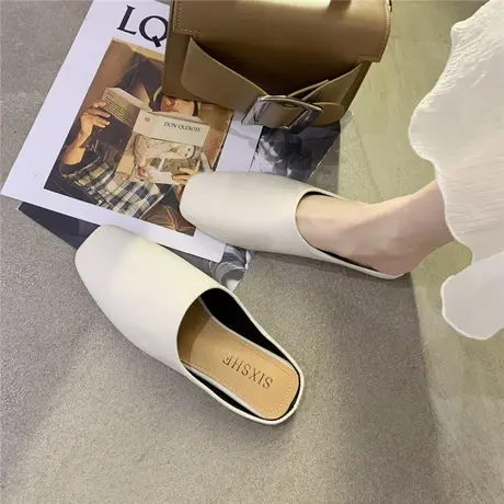 外穿包头半拖鞋女2024新款极简风网红百搭室外无后跟懒人奶奶拖鞋商品大图