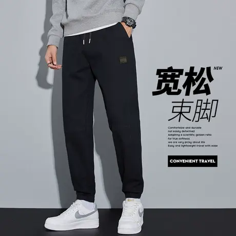 胖子加肥加大码哈伦休闲裤子男生春季束脚日系港风春装工装春秋款商品大图