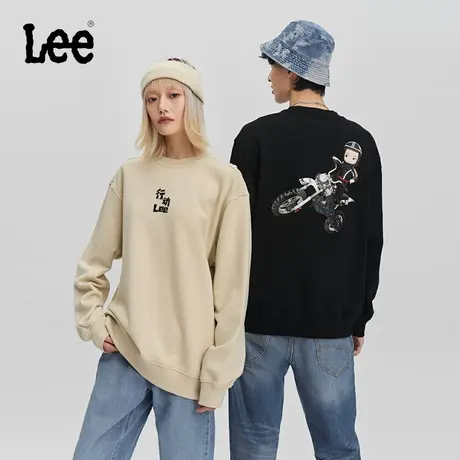 Lee商场同款24早春新品舒适版印花男女同款长袖卫衣LUT009103204图片