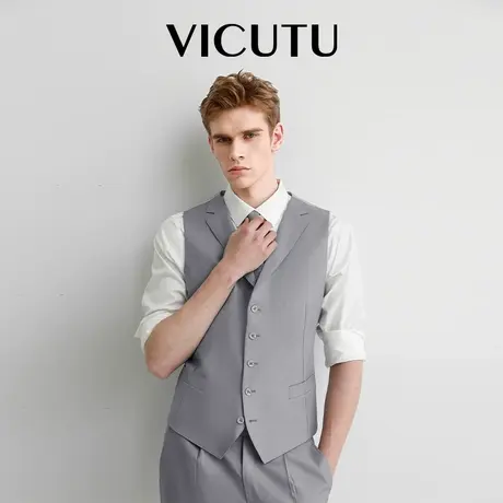 VICUTU/威可多商场同款男士马甲纯羊毛修身轻熟风男装西服马甲图片