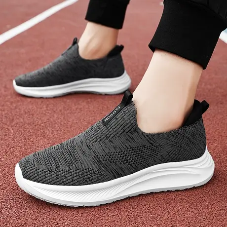 莆田飞织男鞋春夏季透气网面超轻跑步鞋男士休闲运动中老年健步鞋商品大图