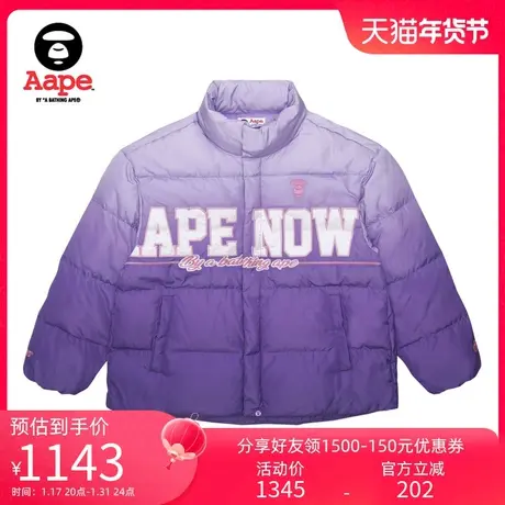 Aape旗舰店女装秋冬渐变撞色字母印花刺绣保暖面包羽绒服7481XXH图片