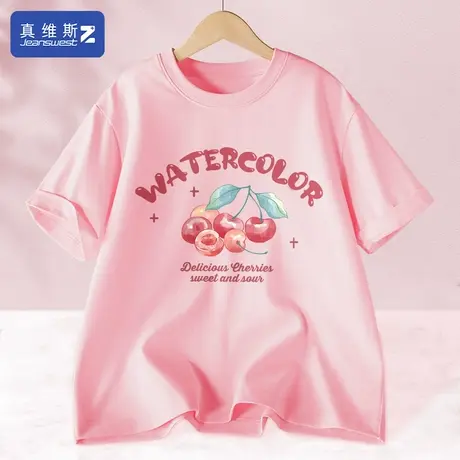 真维斯Z+粉色短袖t恤女2024新款夏装宽松百搭小个子女装半袖体恤H图片