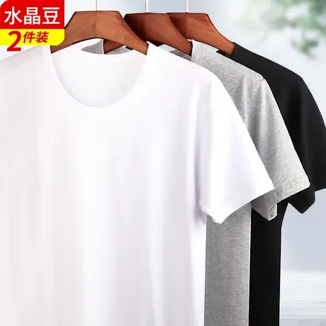 男士纯棉汗衫中老年人夏装短袖全棉老头衫宽松T恤衫爸爸半袖上衣商品大图