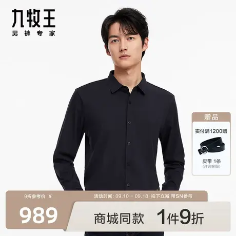 [商场同款]九牧王男装JC5C40410休闲长袖衬衫23秋冬高弹衬衣图片