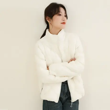 韩潮袭人立领刺绣白色棉服棉衣女2023冬季新款休闲显瘦面包服外套图片