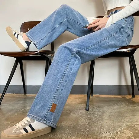 阔腿牛仔裤女春季2023年新款高腰直筒宽松显瘦ins百搭拖地长裤潮图片