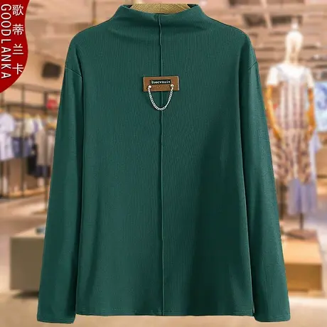 中年四五十岁妈妈秋冬长袖上衣洋气时尚加肥加大码女半高领打底衫商品大图