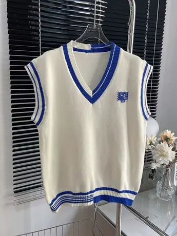 v领毛衣马甲背心无袖女春秋设计感小众慵懒风高级感上衣针织外套图片