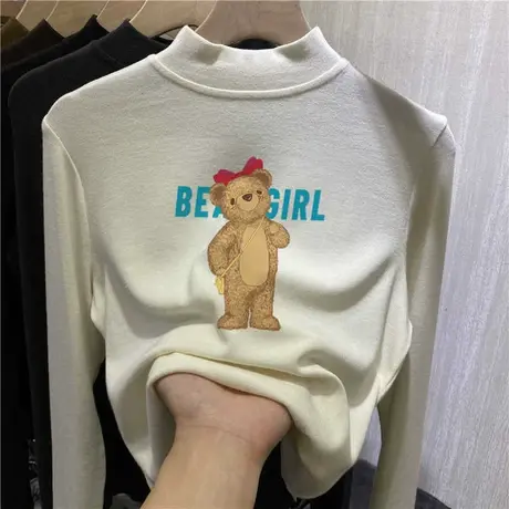 半高领打底衫女春秋内搭洋气秋冬2022新款德绒薄款长袖上衣t恤女图片