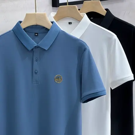 欧货polo衫男短袖2023夏季新款透气商务休闲男装男士翻领T恤潮流商品大图
