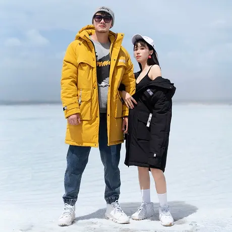 伟臣冬季潮流大码男式长款连帽棉衣胖子加肥加大工装机能风外套男图片