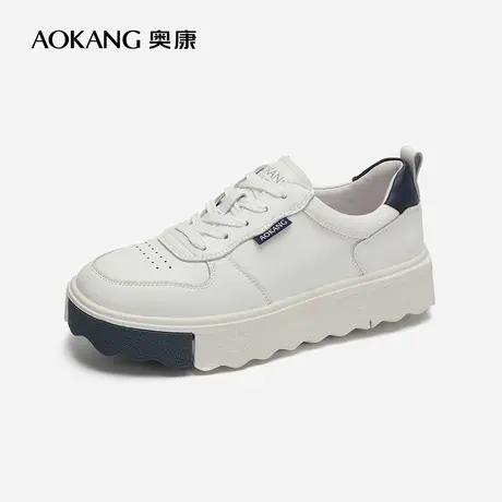 【门店发货】奥康女鞋 秋季优雅女鞋轻便厚底休闲板鞋百搭小白鞋图片