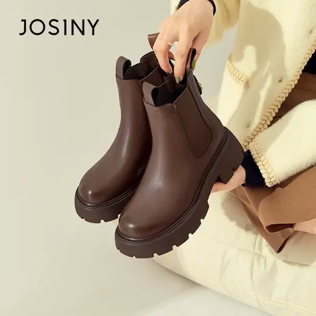 Josiny/卓诗尼马丁靴女2023秋季新款烟筒靴松紧口短靴女百搭女靴商品大图