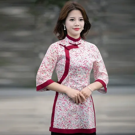 中式唐装上衣改良旗袍上衣汉服中国风复古别致茶人服民族风女装商品大图